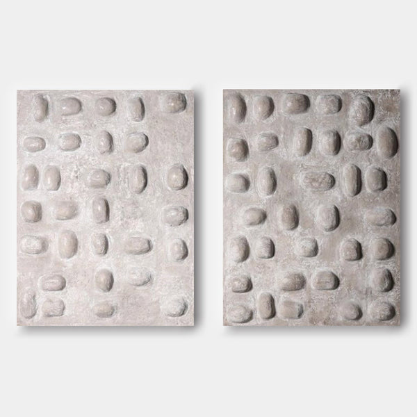 Weathered Stone Pebble Relief Pair