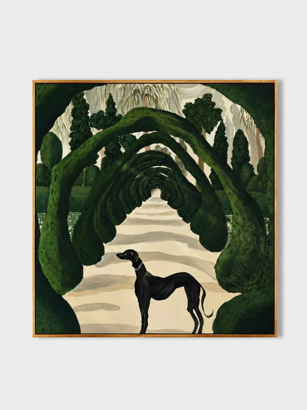 Whimsical Folk Art Greyhound Garden Wall Art