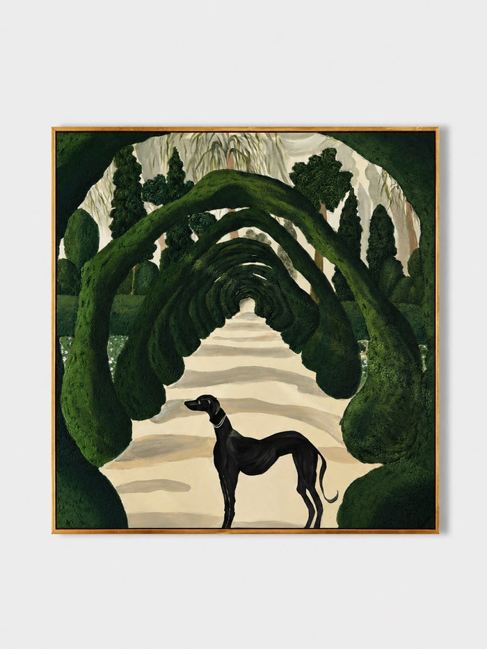 Whimsical Folk Art Greyhound Garden Wall Art