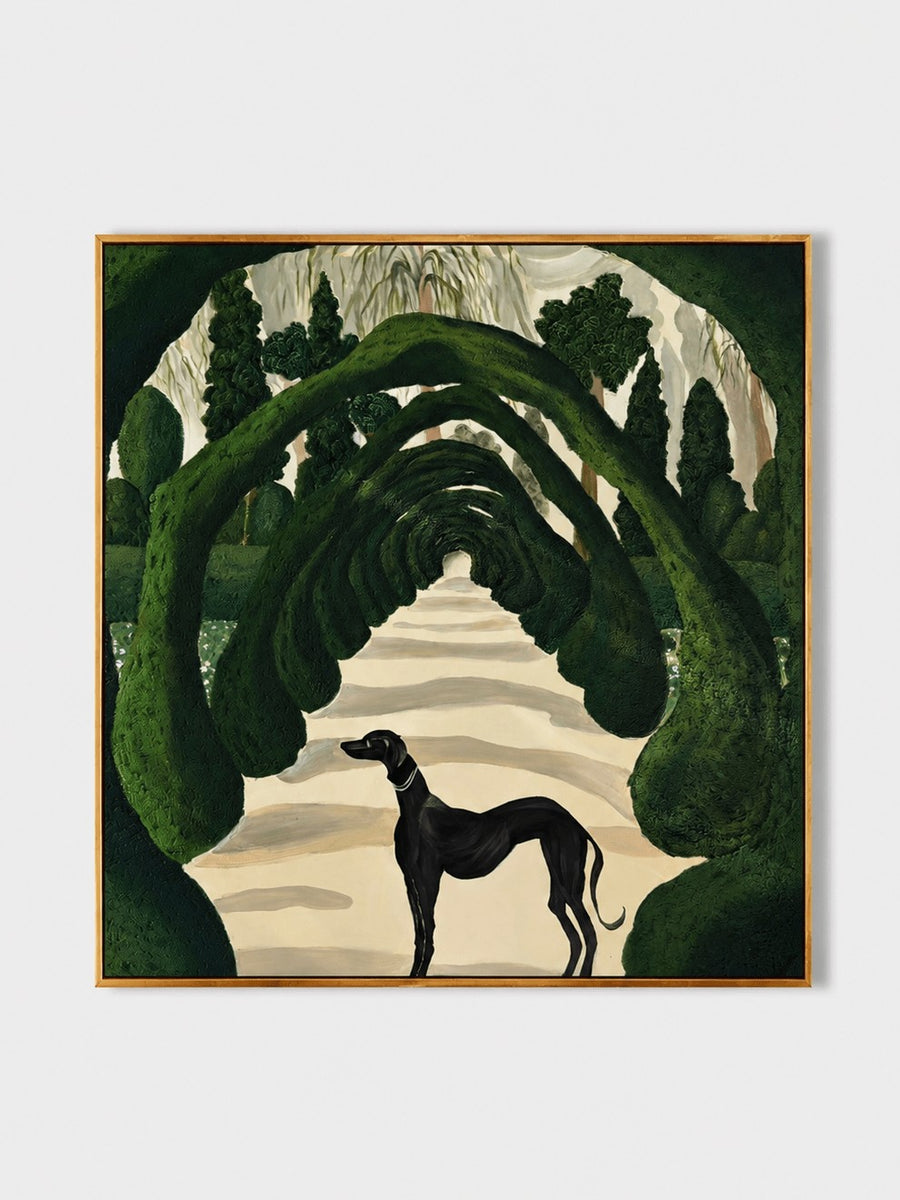 Whimsical Folk Art Greyhound Garden Wall Art
