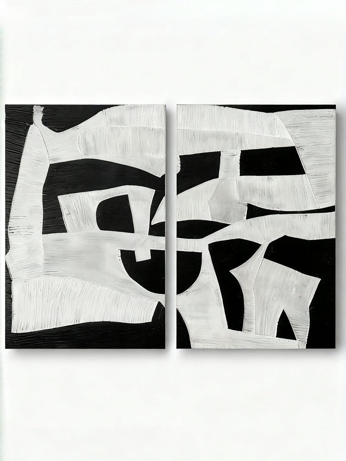 White & Black Abstract Painting Set of 2