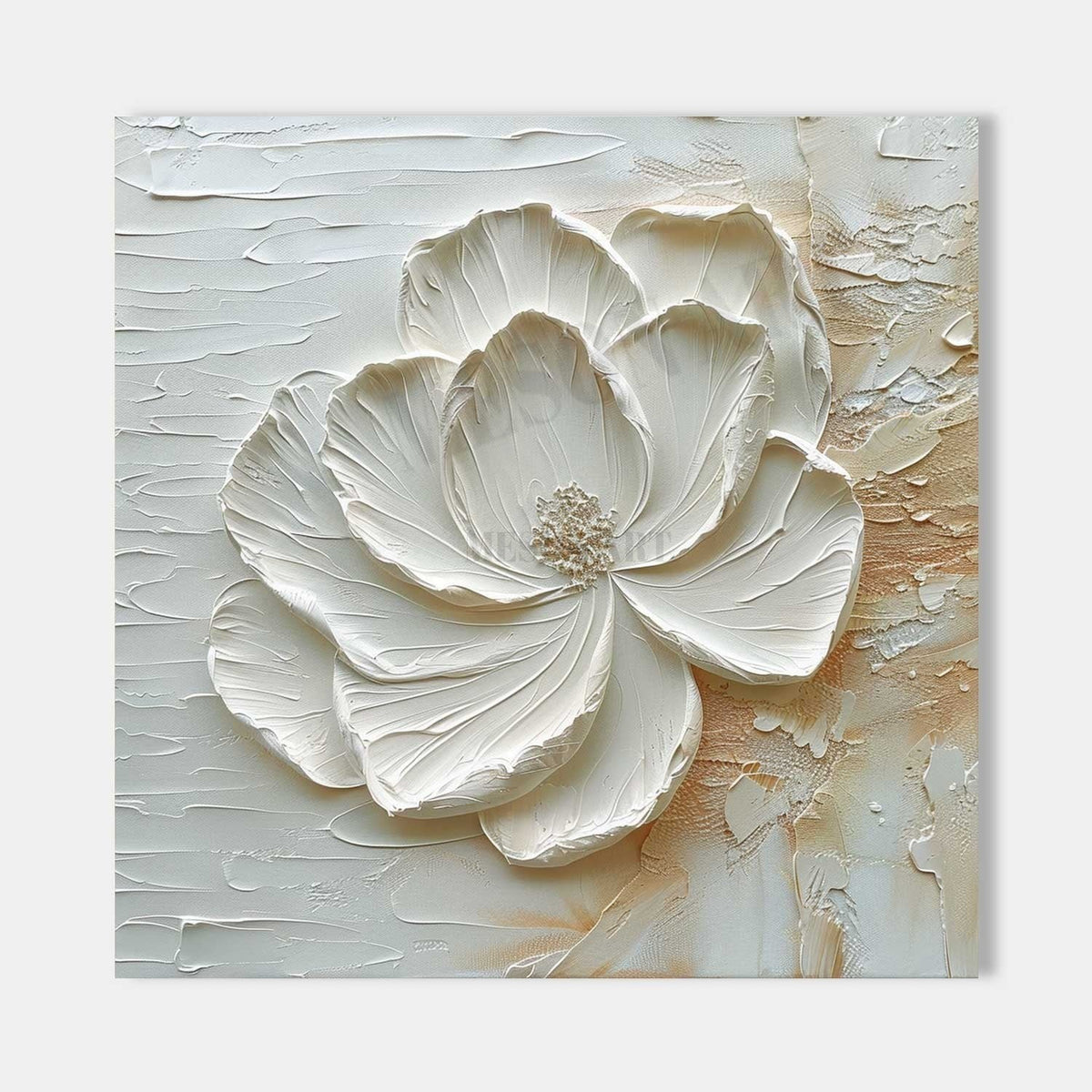 White Bloom in Sculpted Relief