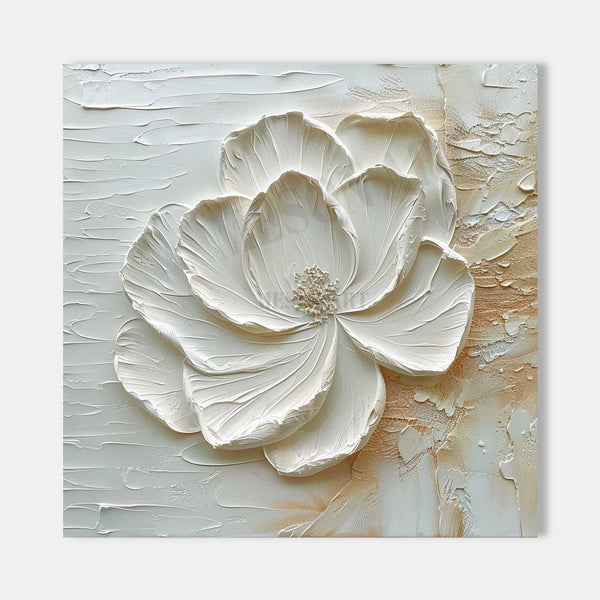 White Bloom in Sculpted Relief