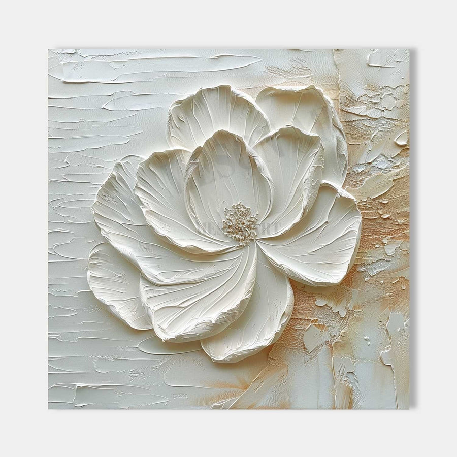 White Bloom in Sculpted Relief