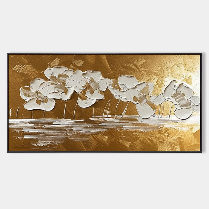 White Blossoms on Golden Water