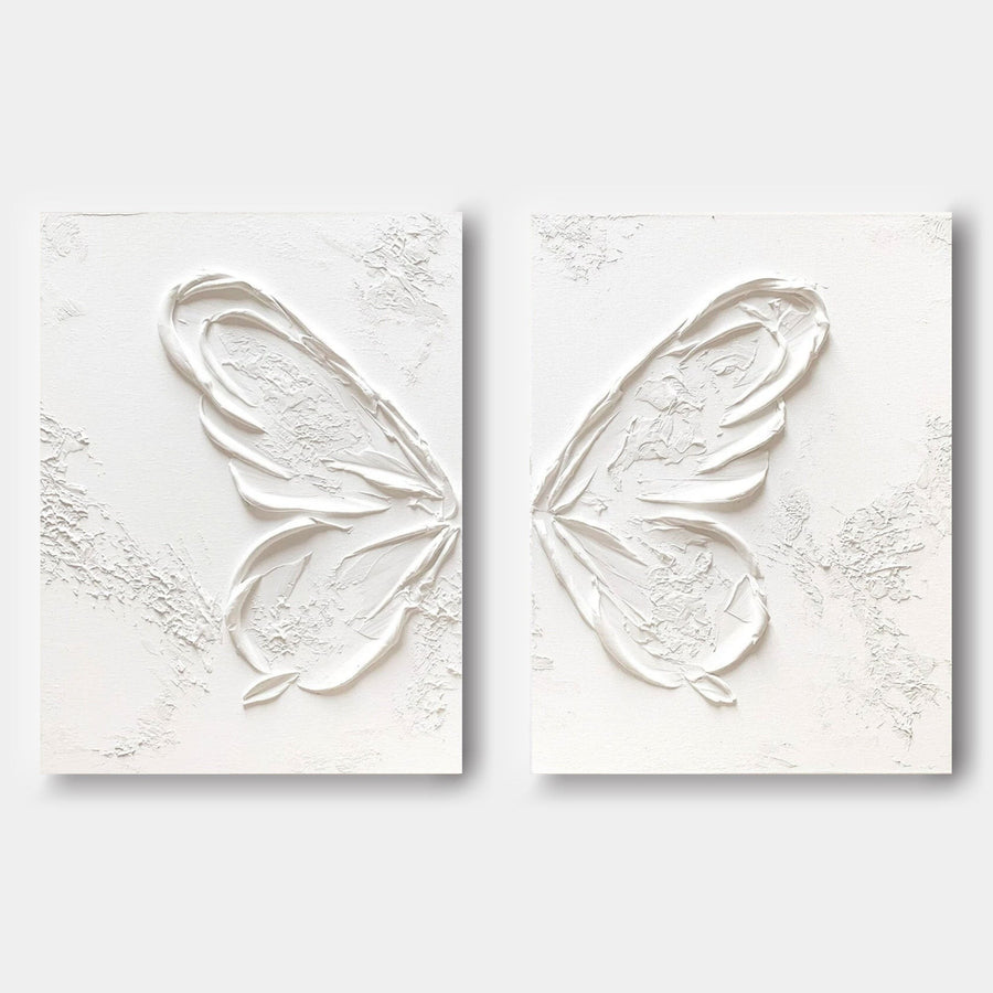 White Butterfly Wings in Relief