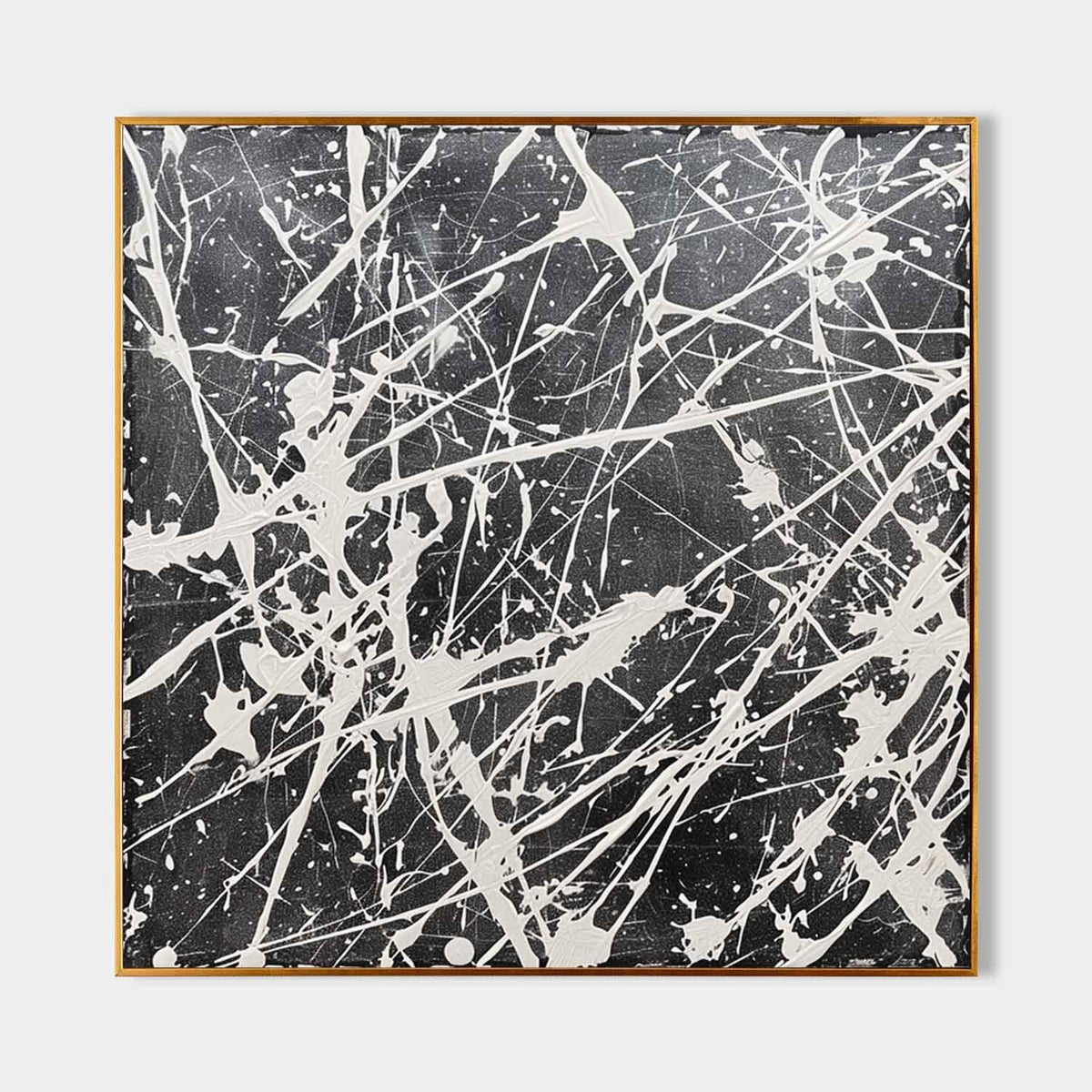 White Drip Lines on Charcoal