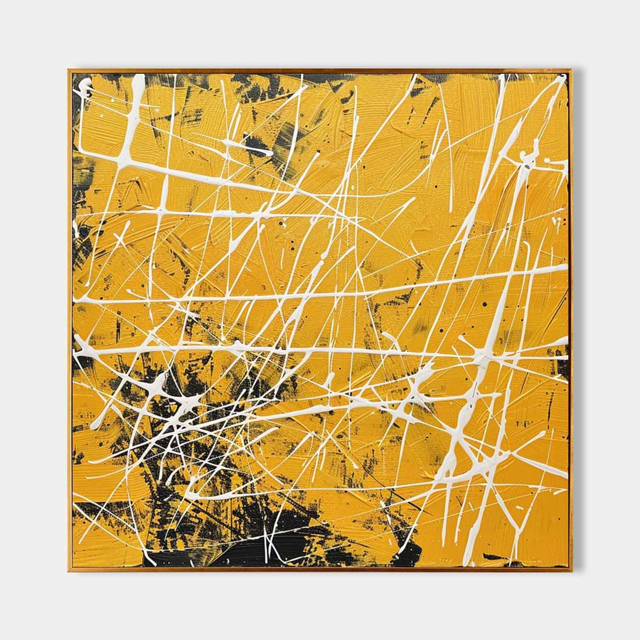 White Drip Lines on Mustard Gold