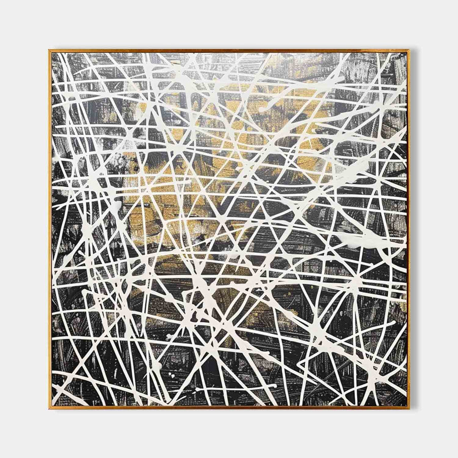 White Lattice Over Black and Gold