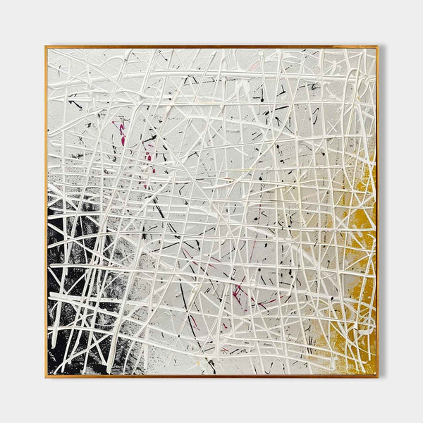 White Lattice over Ink and Ochre