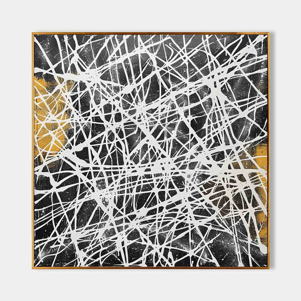 White Lines Over Black and Gold