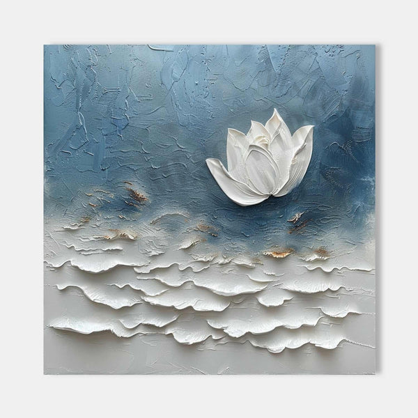 White Lotus Over Sculpted Waves