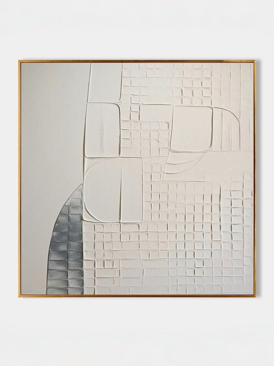 White Minimalist Architectural Relief Painting