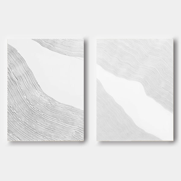 White Plaster Currents Diptych