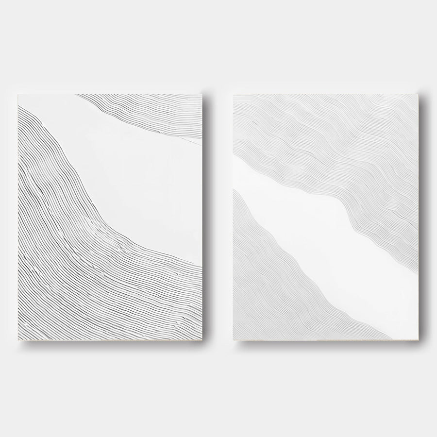 White Plaster Currents Diptych
