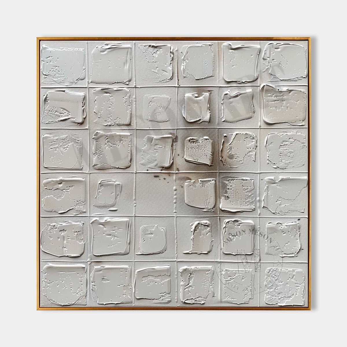 White Plaster Grid of Raised Squares