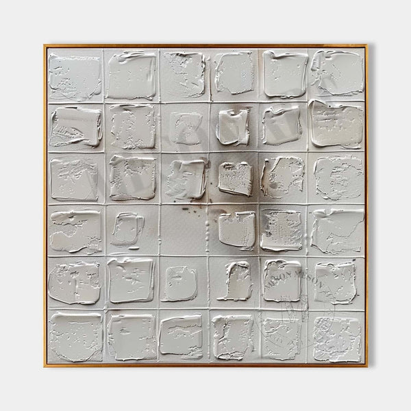 White Plaster Grid of Raised Squares