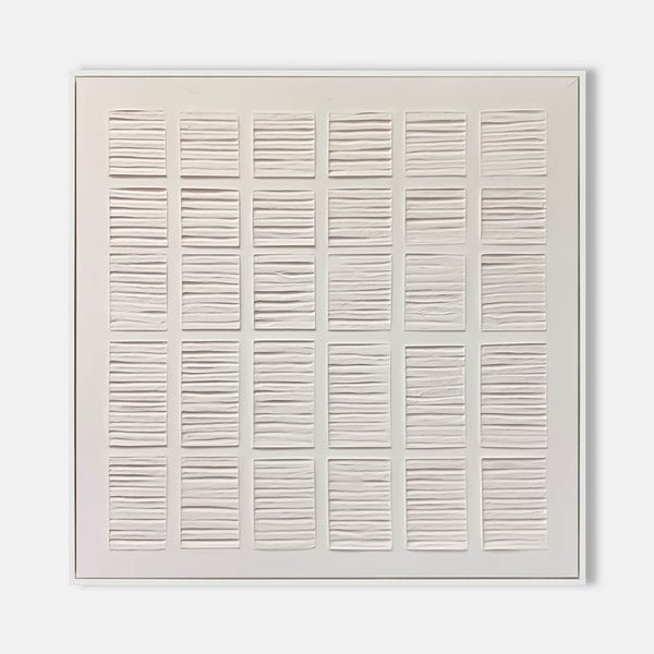 White Plaster Grid of Ridged Tiles