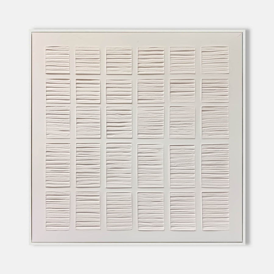 White Plaster Grid of Ridged Tiles