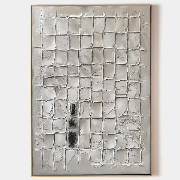 White Plaster Grid with Charcoal Accents