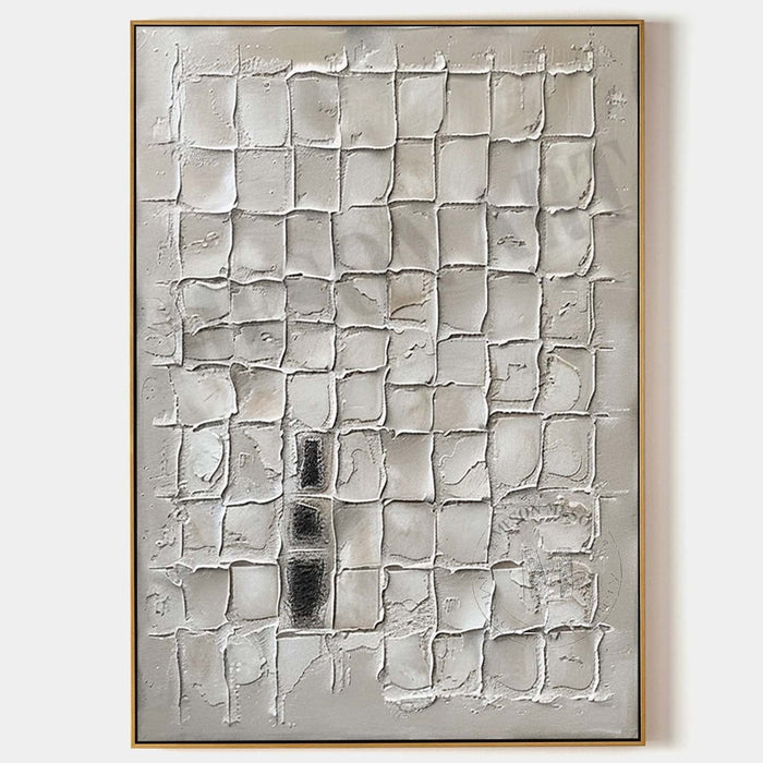 White Plaster Grid with Charcoal Accents