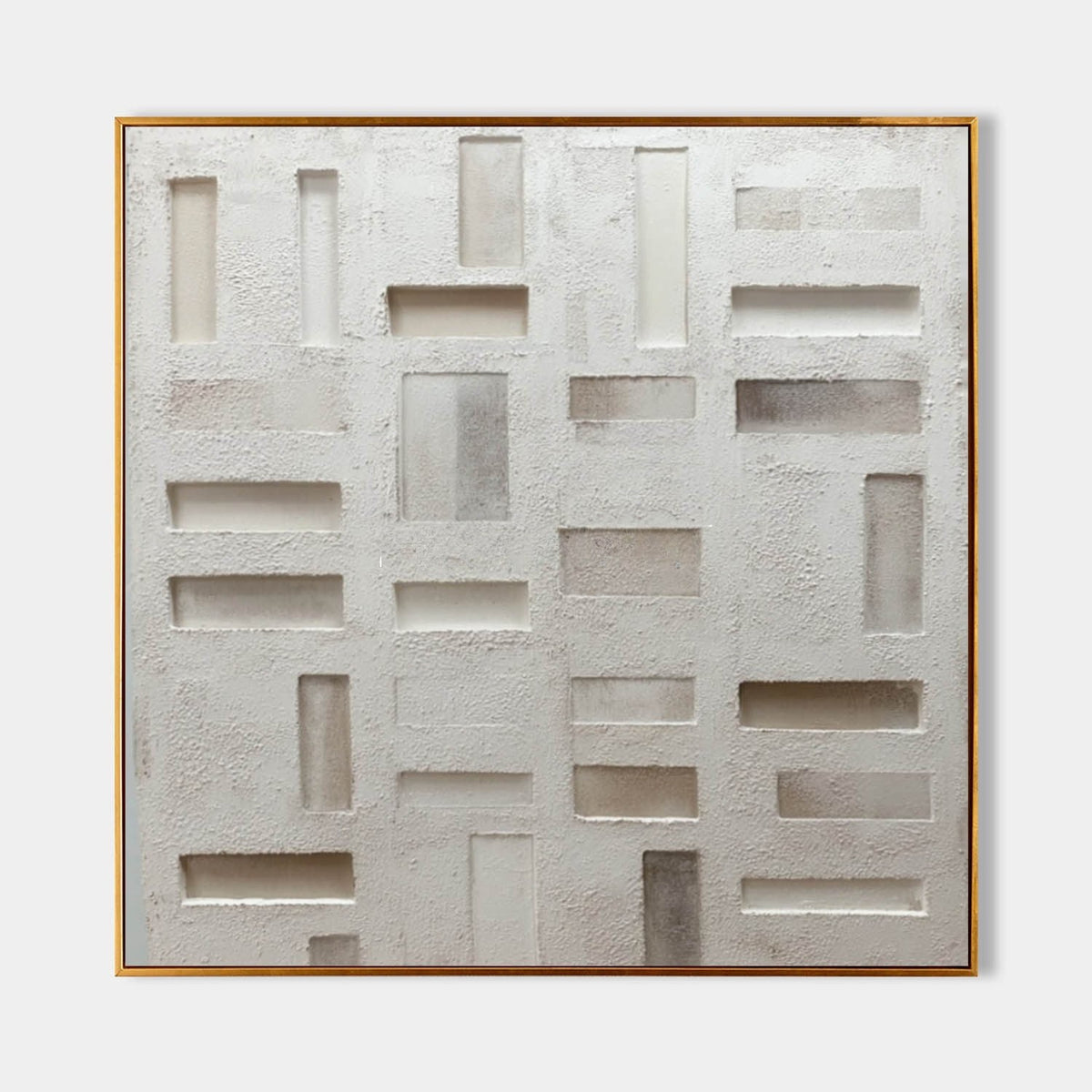 Rectángulos de yeso blanco en relieve