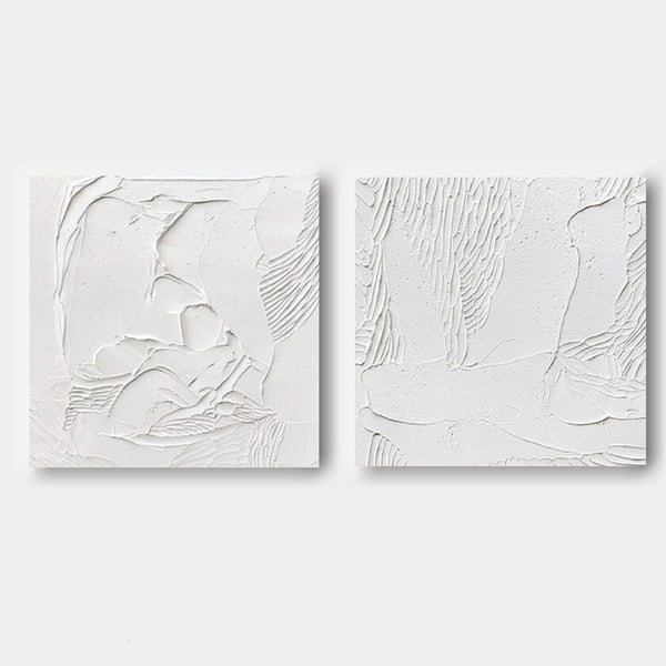 White Plaster Relief Diptych