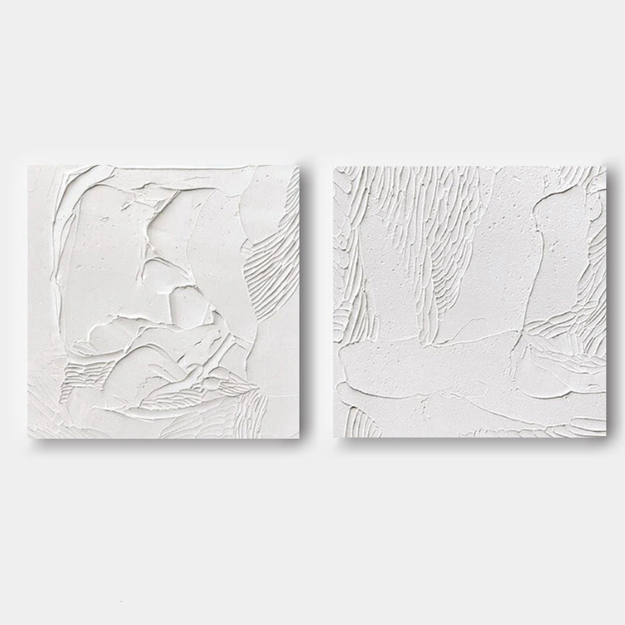 White Plaster Relief Diptych