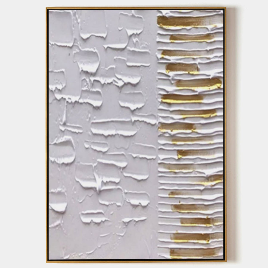 White Plaster Relief with Gold Bands
