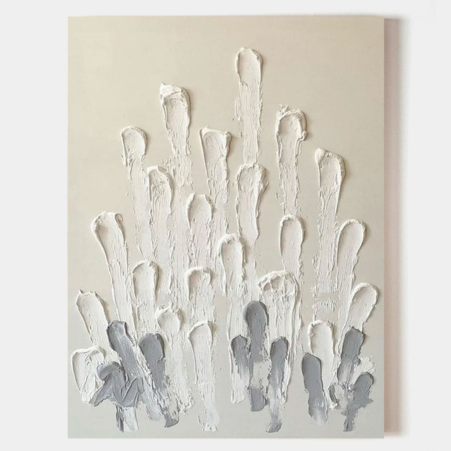 White Plaster Strokes Rising in Gray