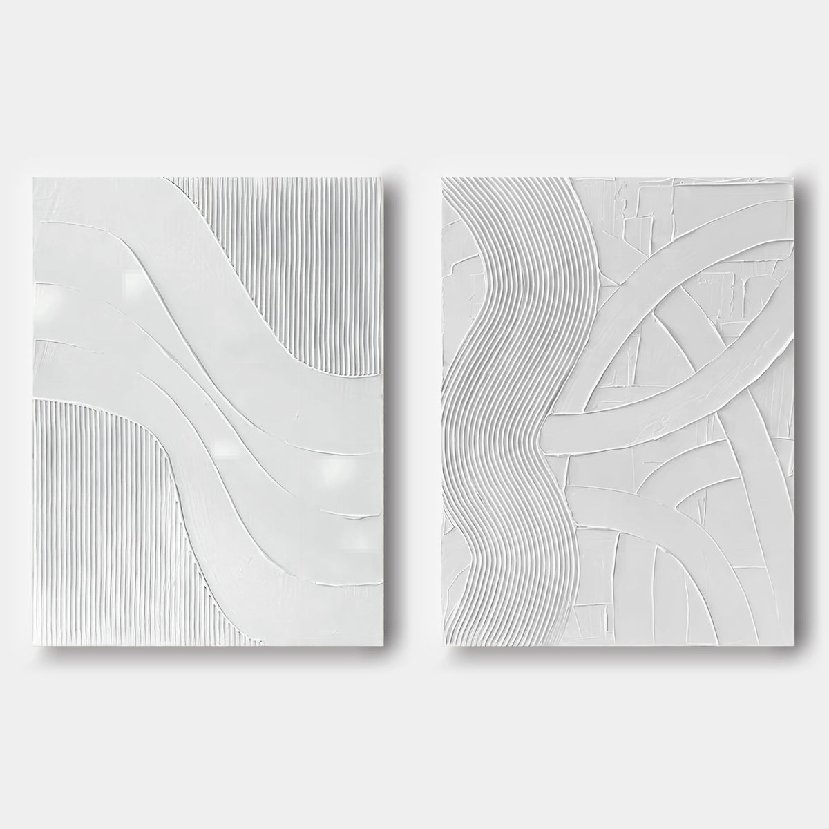 White Plaster Waves and Arches Pair