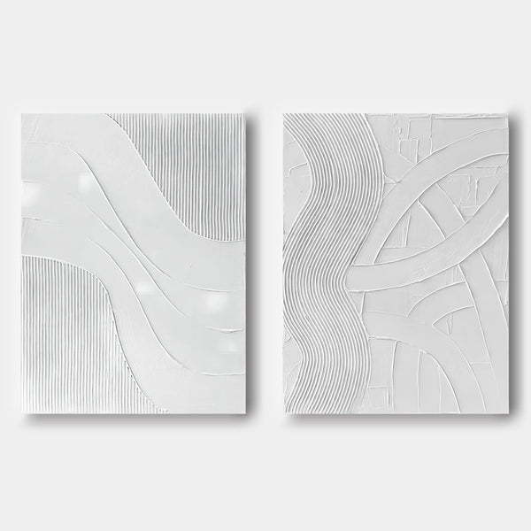 White Plaster Waves and Arches Pair