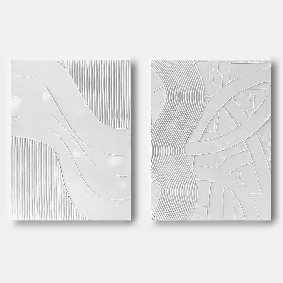 White Plaster Waves and Arches Pair