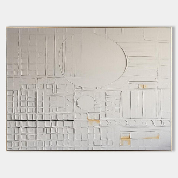 White Relief Grid with Pale Moon
