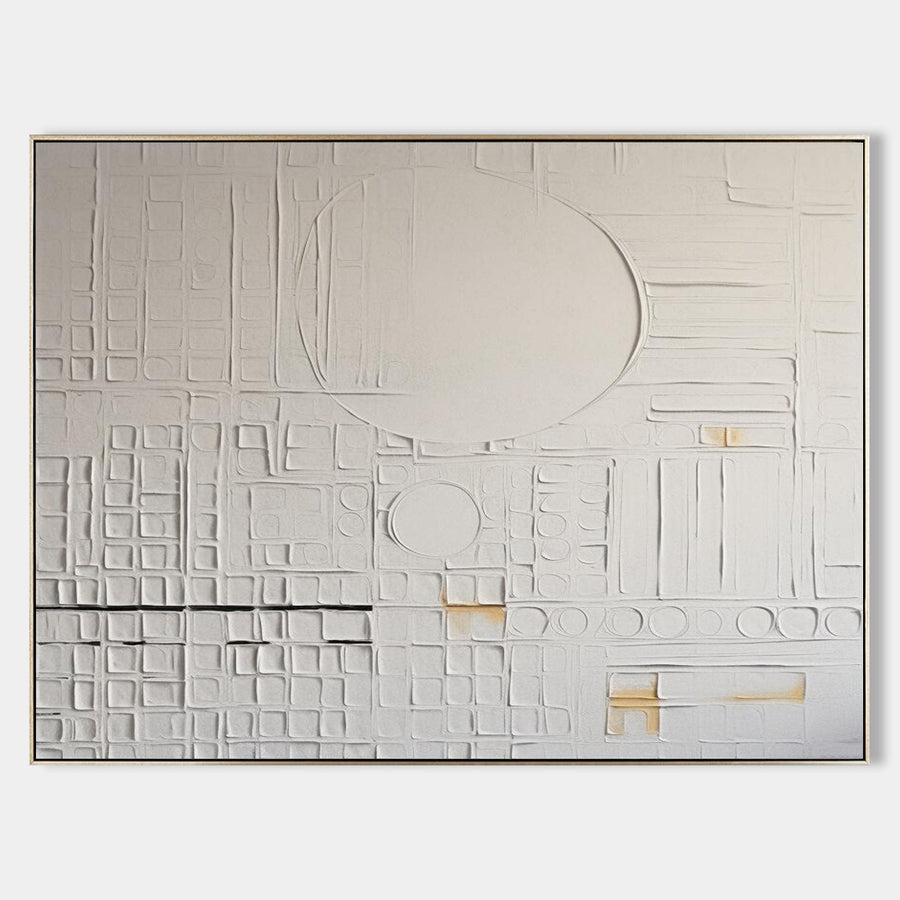 White Relief Grid with Pale Moon