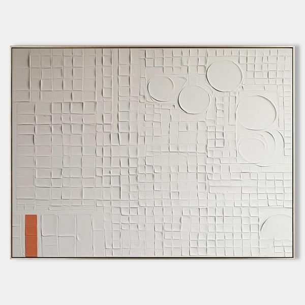 White Relief Grid with Terracotta Accent
