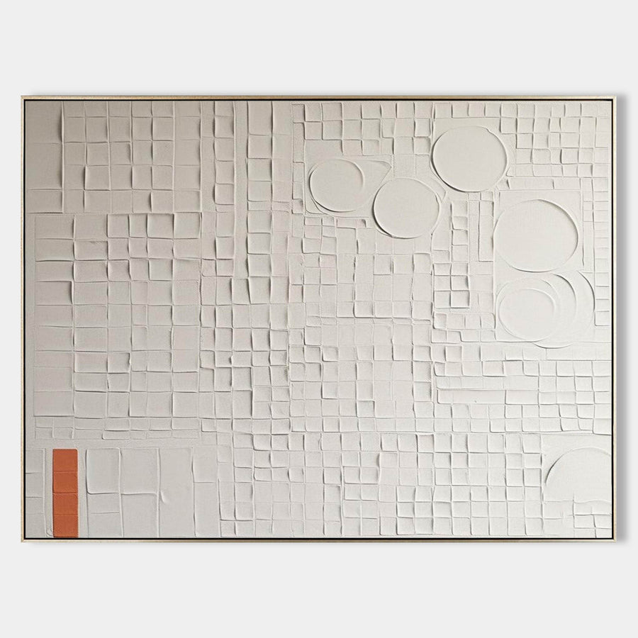 White Relief Grid with Terracotta Accent