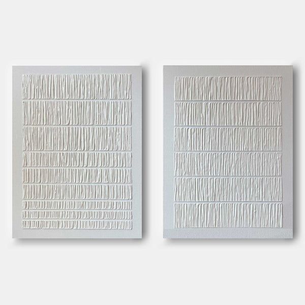 White Ribbed Relief Diptych