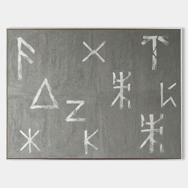 White Rune Symbols on Stone Gray