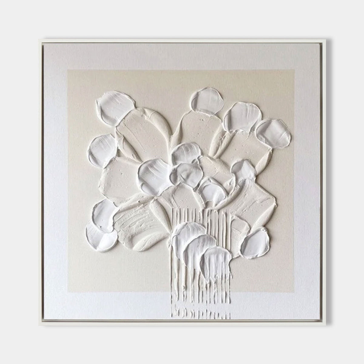 White Sculpted Bouquet in Relief