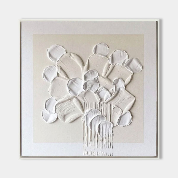 White Sculpted Bouquet in Relief