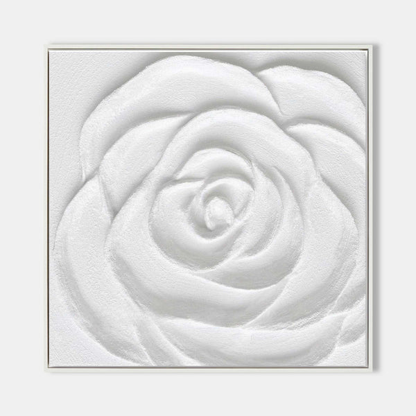 White Sculpted Rose in Relief