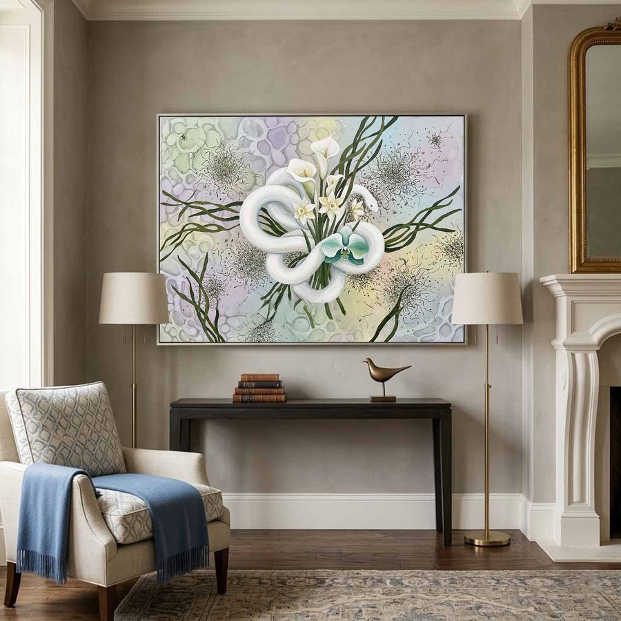 White Serpent Among Calla Lilies