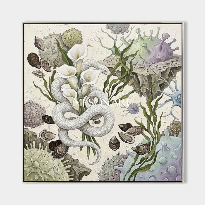 White Serpent with Calla Lilies