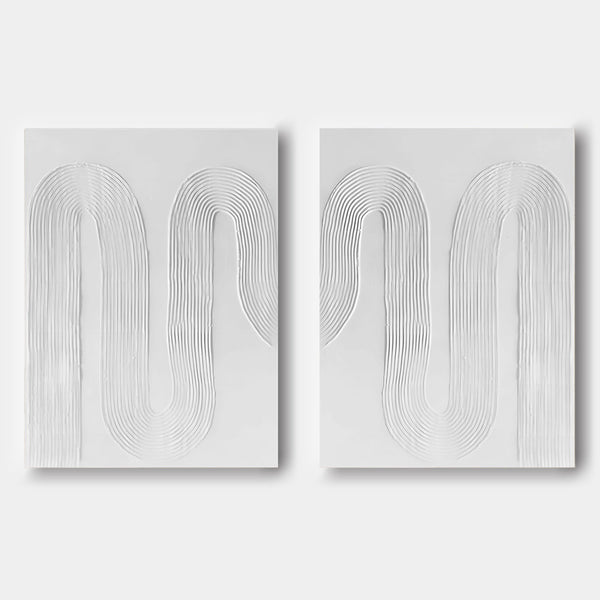 White Serpentine Ribbons in Relief