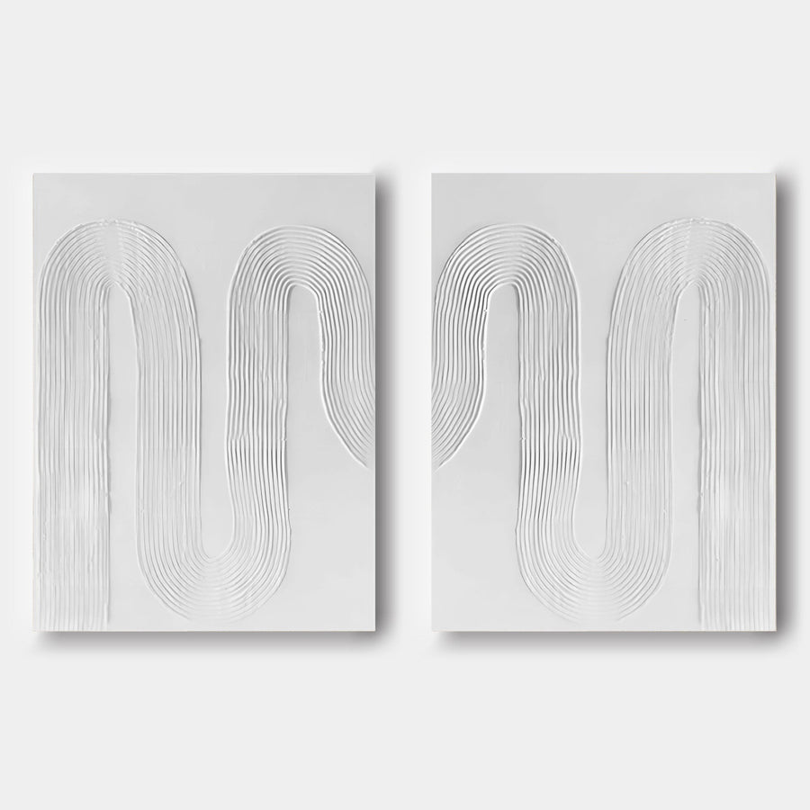 White Serpentine Ribbons in Relief