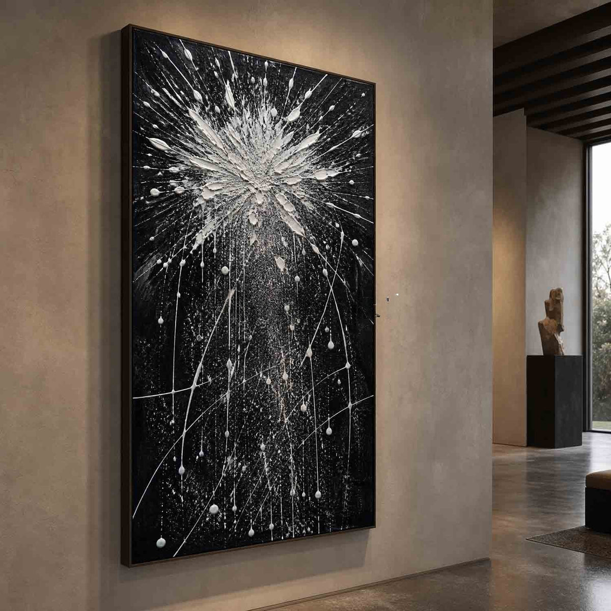 White Starburst on Black Night