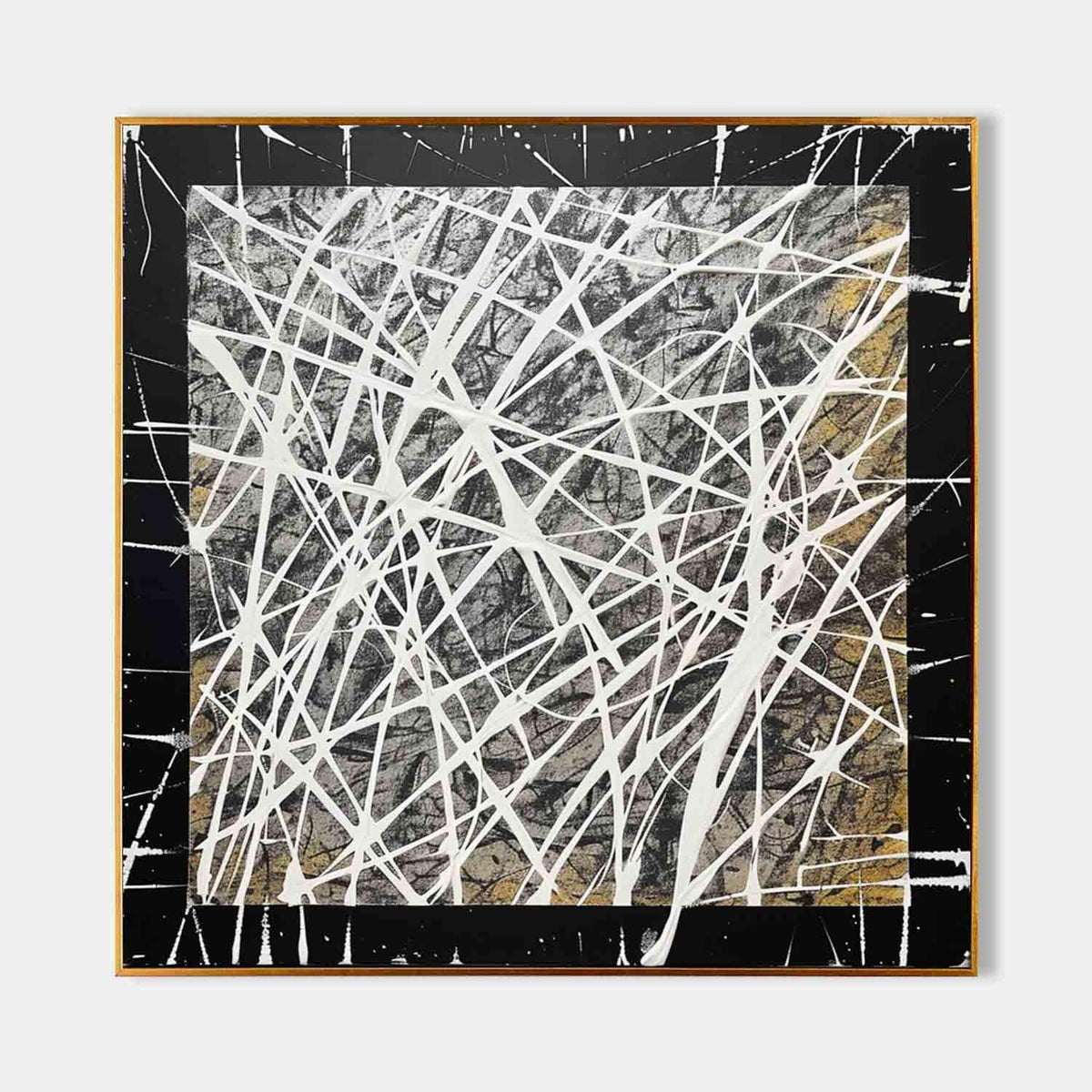 White Tangle on Black and Gold