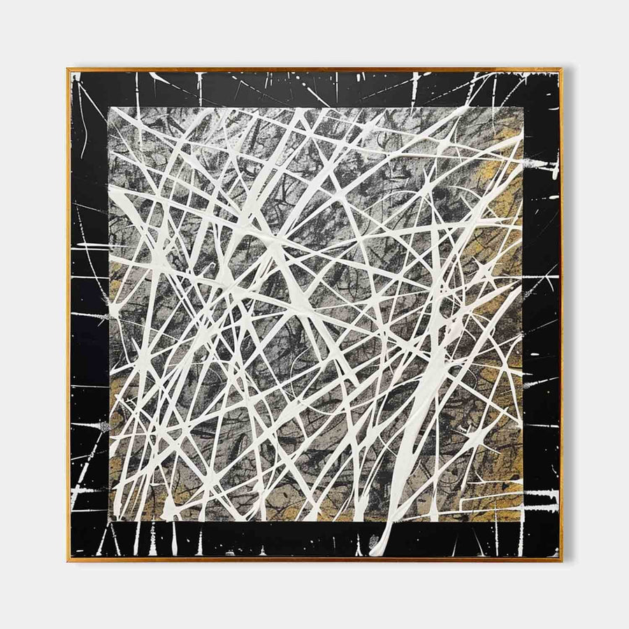 White Tangle on Black and Gold