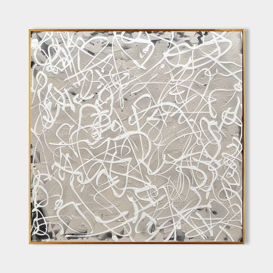 White Tangled Lines on Warm Grey